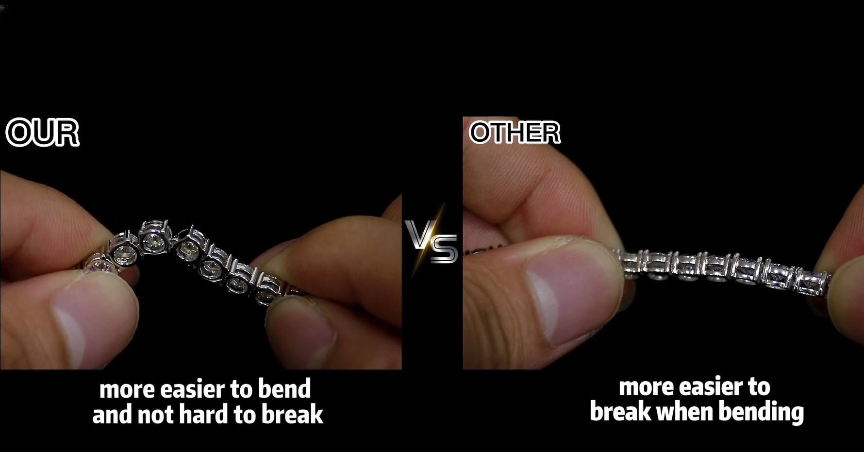 moissanite,vvs moissanite 2mm 3mm 4mm 10k gold lab grown dia hip hop tennis chain sterg sier bracelet