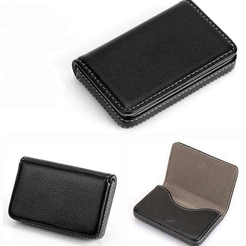 1pc PU Leather Business Card Holder With Magnetic Buckle Slim Pocket Name Card Holder Large Capacity Portable Credit Card Case