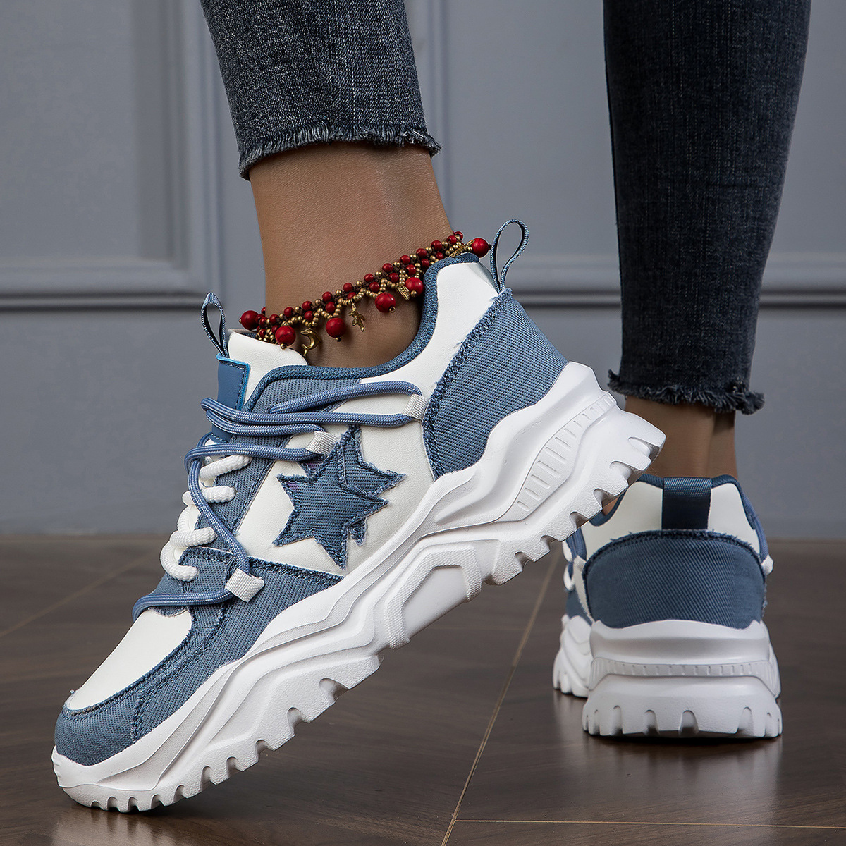 Fashion Men Women Casual Shoes Breathable Wear Resistance Gym Jogging Platform Sneaker