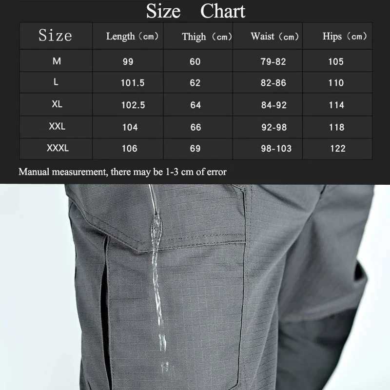 Multi-Pockets Tactical Cargo Pants Mens Casual Multi Pockets Cargo Trousers Waterproof Wear-resisting Trousers Male Outwear LX241107
