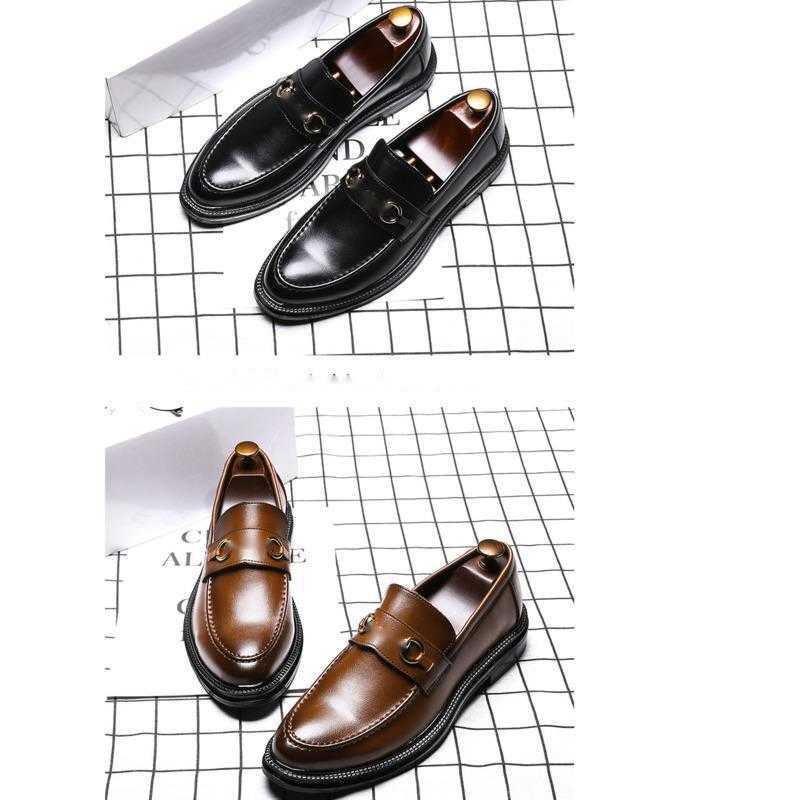 Men Dress Shoes Korean Version Versatile Fashion Pointed Casual Leather Shoes Cover Foot Business Lazy Mens Shoes Single Shoe Model 241009