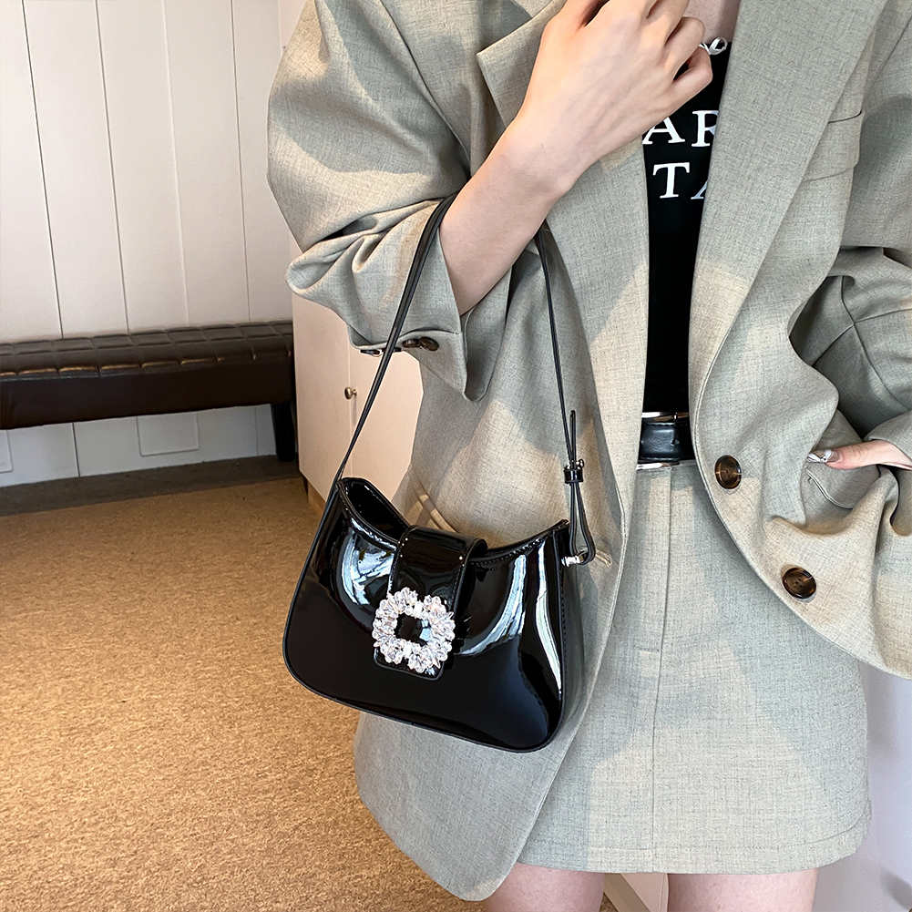 Crossbody Bag for Women PU Patent Leather Handbag Adjustable Shoulder Strap Hobo Bag Magnetic Closure for Work Travel Vacation