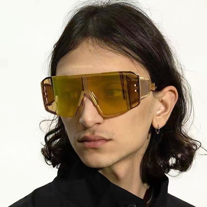 Extra Large Sunglasses Men Big Cool Steampunk Thick Oversized Sun Glasses Mens y2k Wrap Around Cyberpunk Futuristic Personalized Metal Punk Goggle S19