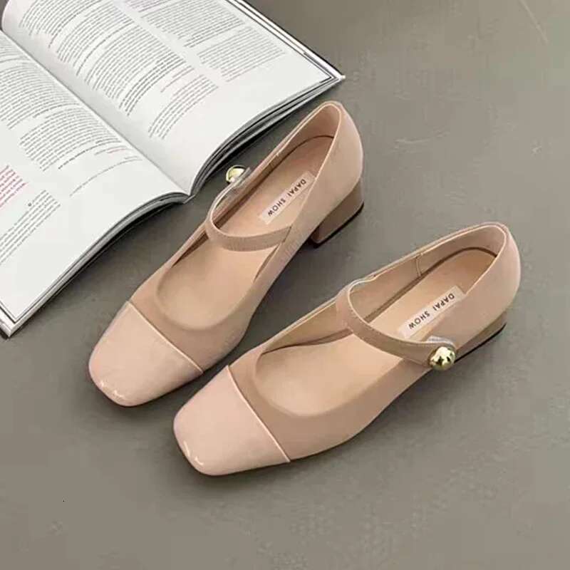 Square Toe Marie Janes High Heels Shoes Summer Women Shallow Shoes 2025 New Designer Dress Shoes Elegant Pumps