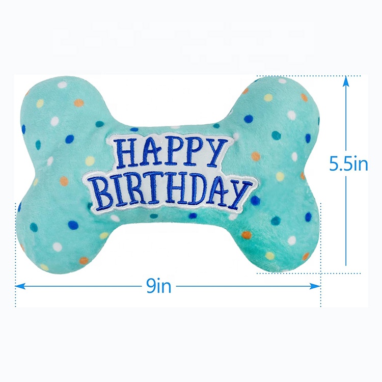 Dog Birthday Toys Plush Puppy Squeaky Toys Pet Supplies Stuffed Dog Chew Toys For Gift