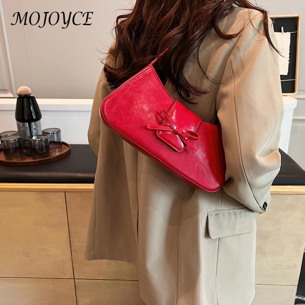 Women Casual Tote Handbag PU Leather Leisure Armpit Handbag Solid Color Travel Underarm Handbag Girls Outdoor Daily Bag