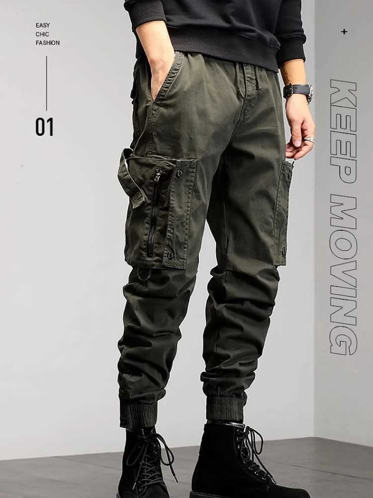 Nine points of the mens trend pants brand loose-fitting riffraff 2024 military style casual leggings pants LX241107