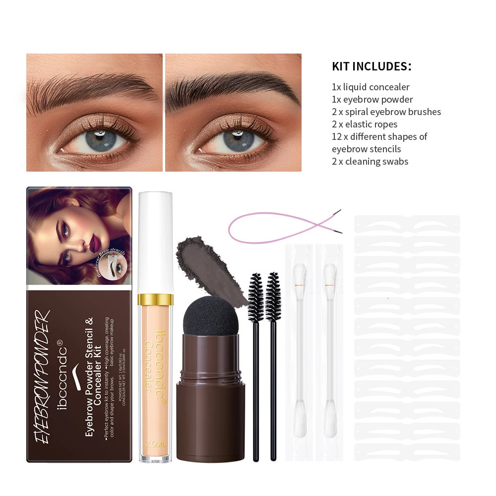 eyebrow powder template and concealer kit waterproof female makeup brush template and kit tattoo eyebrow brush Easy to stain 241107