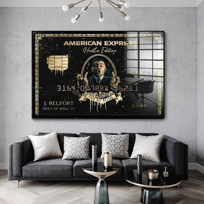 American Express Wall Street Wolf ic Graffiti Movie Poster Canvas Printing Financial Tycoon Pictures Home Wall Decoration X241107