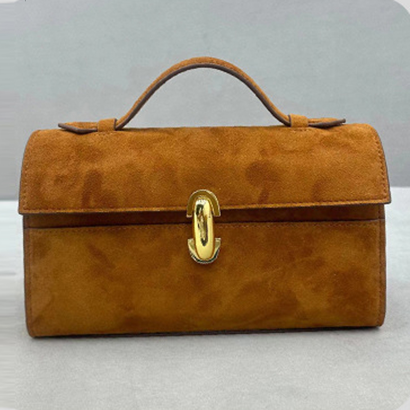 Genuine Leather Small Square Bags For Women Designer Handbag Purses New In Vintage Frosted Suede Simple Ladies Tote