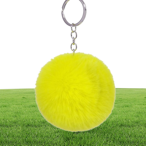 Artificial Rabbit Fur Ball Plush Fuzzy Fur Key Chain Ball Keychain Car Bag Keychain Key Ring Pendant Jewelry with Ring sxjun26534135