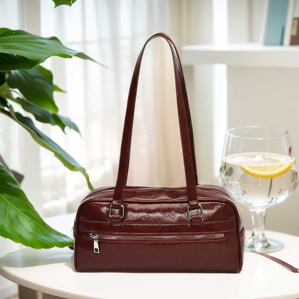 Women PU Shoulder Bag Stylish Armpit Bag Solid Color Fashion Underarm Bag Large Capacity Trendy Tote Handbag Outdoor Travel Bag