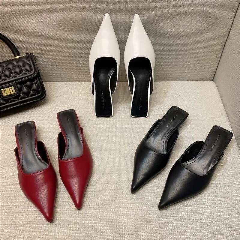 Summer Low Heel Sandals White Rubber Slides Mules Shoes for Women 2024 Outside Woman Slippers Normal Comfortable
