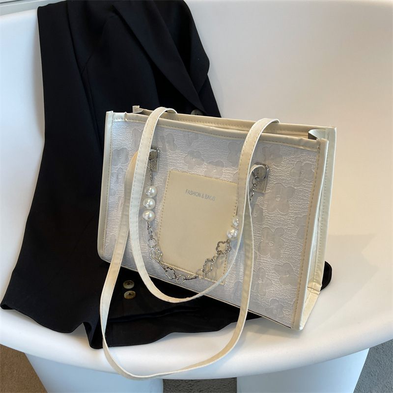 Fashion Casual Female Handbags Underarm Zipper Purse Luxury Ladies Pearl Chain Shoulder Bag Large Capacity Women's Tote Bags