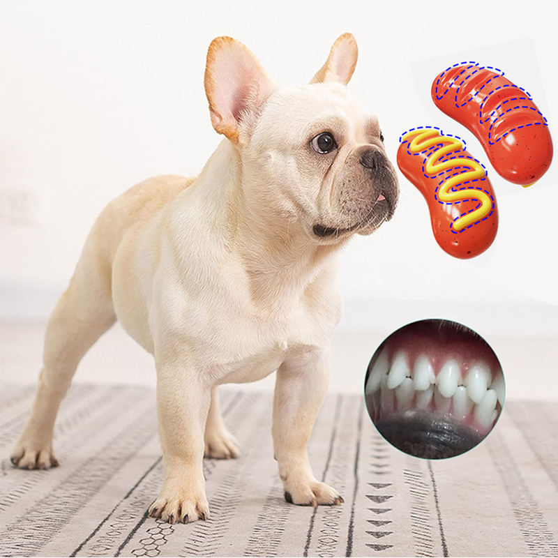Durable Squeaky Dog Chew Toys for Aggressive-Chewers, Interactive Durable Teeth Cleaning and Training Pet Hot Dog Chew Toy