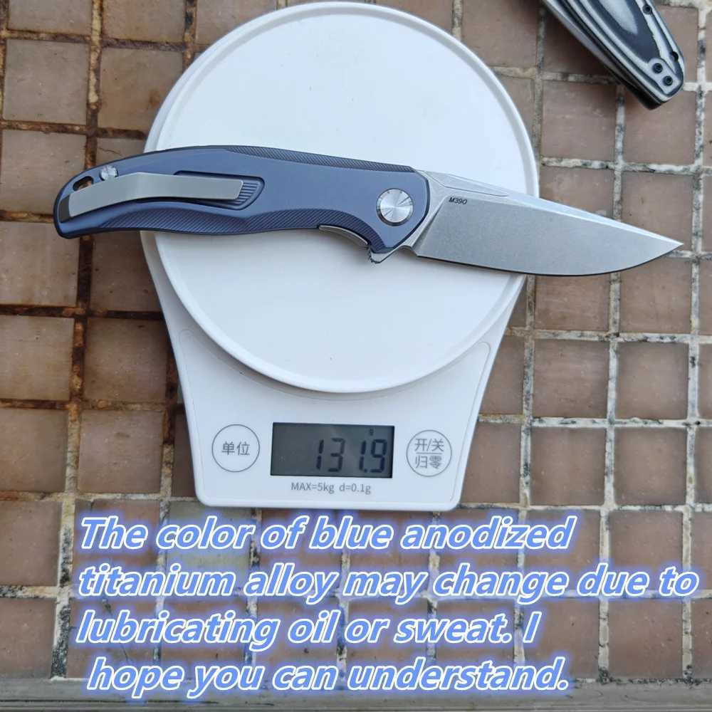 JUFULE Bear Stellar Ceramic Bearing Titanium Handle Mark M390 Folding Blade Tactical Outdoor Camping Hunting EDC Tool Knife X241108