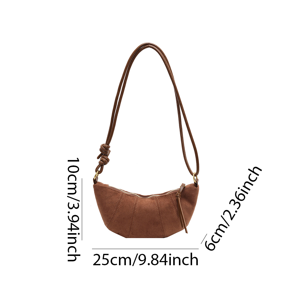 Shoulder Bag for Women Zipper Closure Crescent Bag Leather Vintage Handbag Clutch Purse for Work Travel