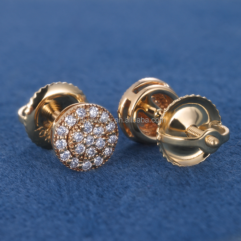 Fine Jewelry S Sier 9k 10k 14k Soild Gold D VVS Moissanite Lab Grown Dia Round Stud Earrings For Women Men