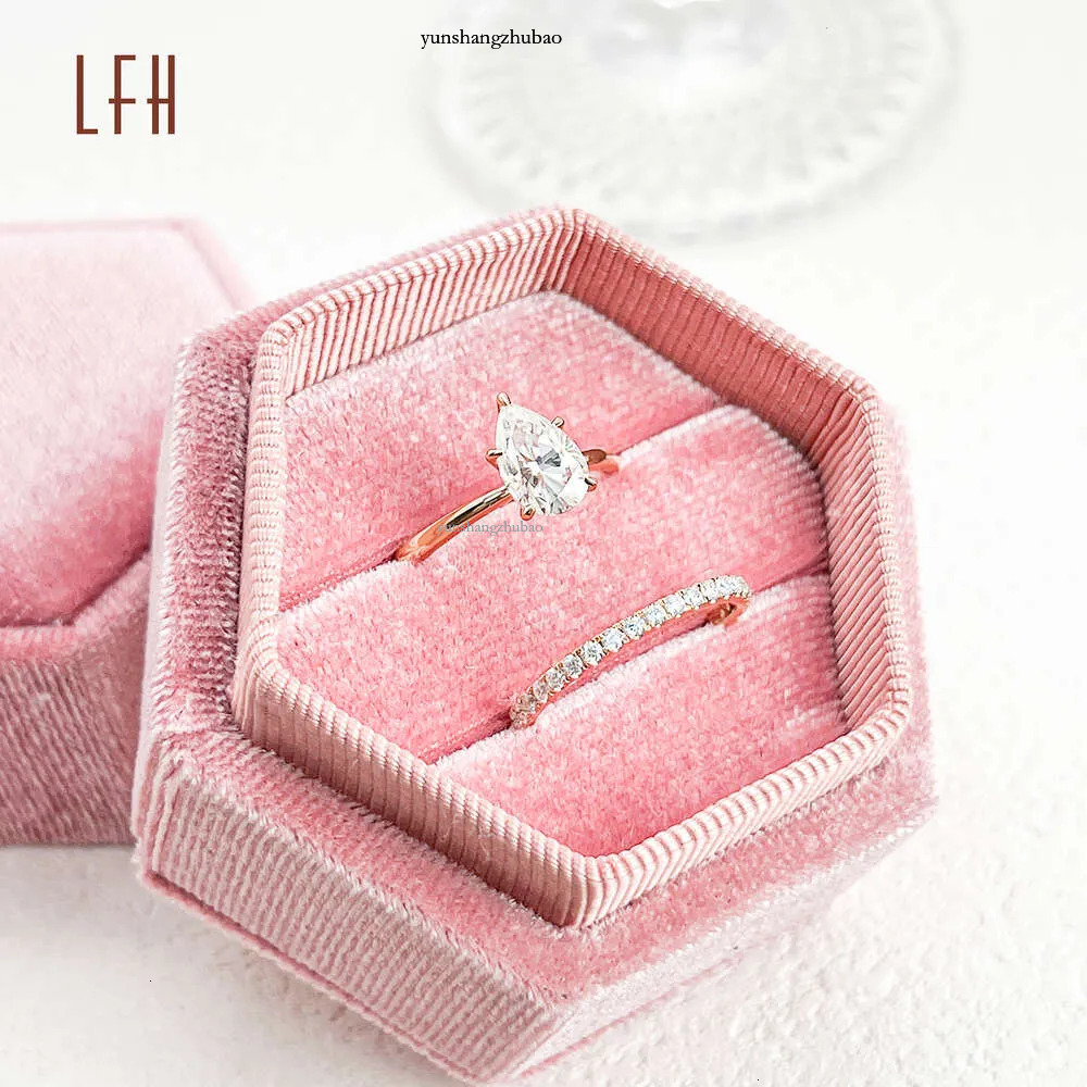 Round Custom Moissanite Rings Women Real Rose Wedding Solid Ring Gold for Couples