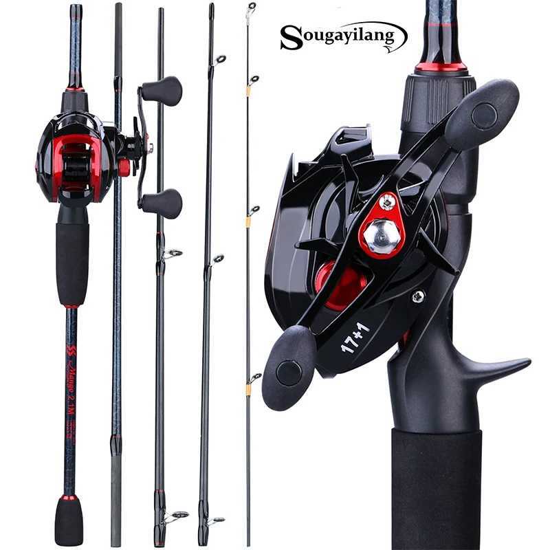 Sougayilang fishing rod 1.8-2.4m cast fishing rod reel combination 5-piece cast fishing rod 7+1BB bait fishing reel set W241108