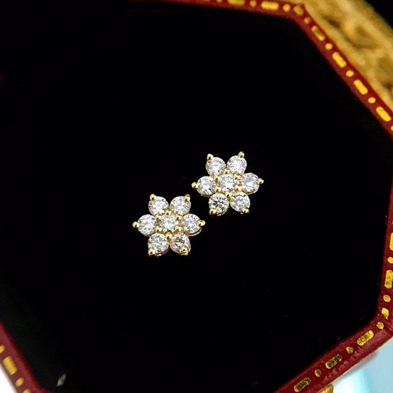 14k Trendy Girl Jewelry Gold Plated wer Stud Earring Women for Parties and Gifts Lab Grown Dia CVD HPHT IGI