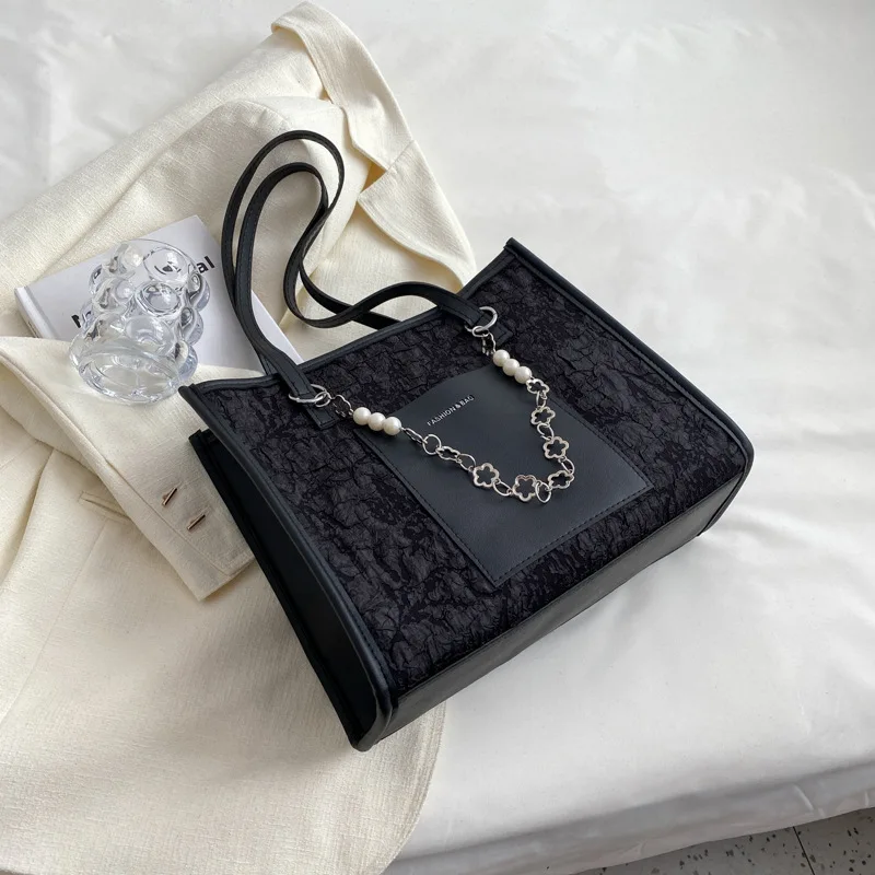 Fashion Casual Female Handbags Underarm Zipper Purse Luxury Ladies Pearl Chain Shoulder Bag Large Capacity Women's Tote Bags