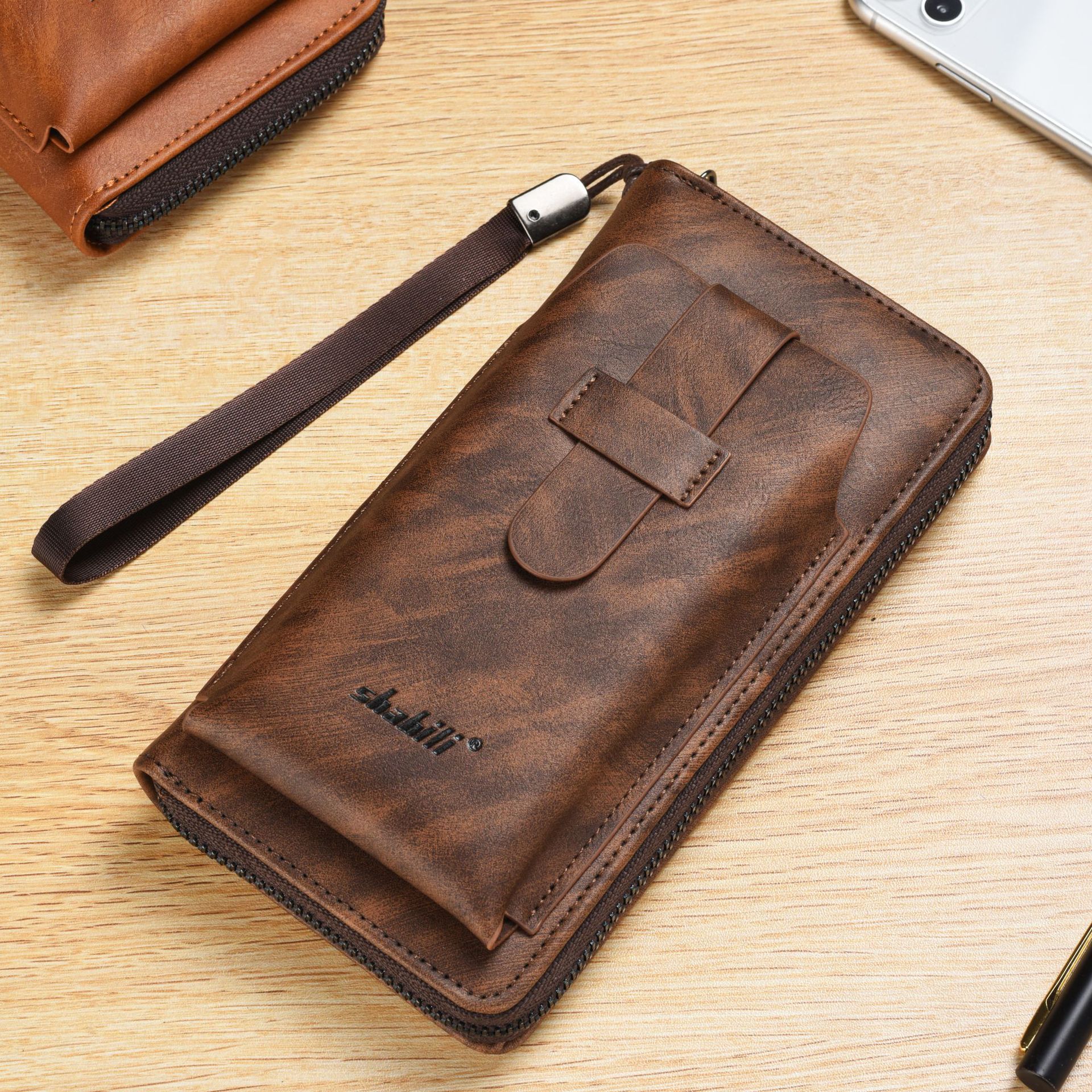 Men's Wallet Long Fashion Soft Leather Wallet Zipper Multi-card Slot Youth Wallet Mobile Phone Bag Large Capacity
