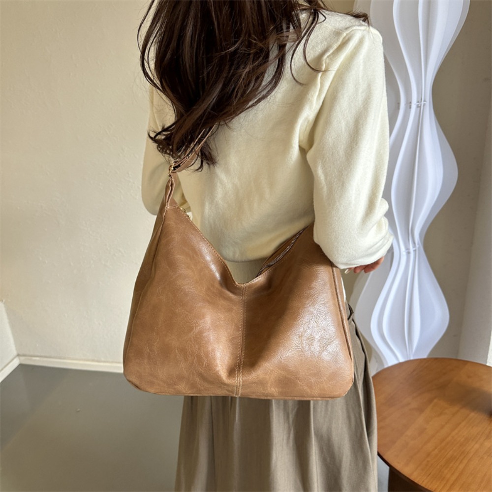 Fashion Large Capacity Bucket Bagpack Vintage Commute Zipper Handbag PU Durable Crossbody Sling Bag Travel