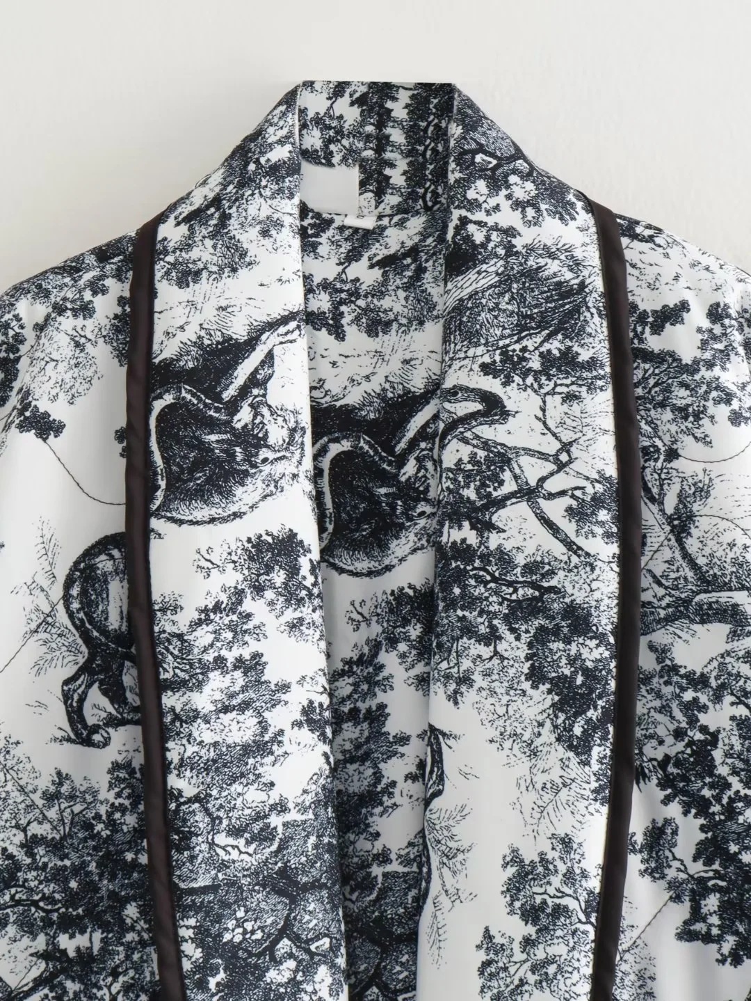 Designer's new autumn top women's printed double pocket decorative cotton jacket
