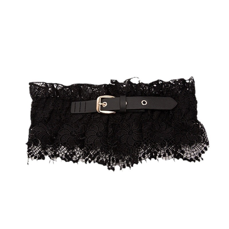 2023 Spring New Fashion Lace Waistband Stretch Outer Wear Wide Waist Outer Take Dress Shirt Netflix Matching Goddess