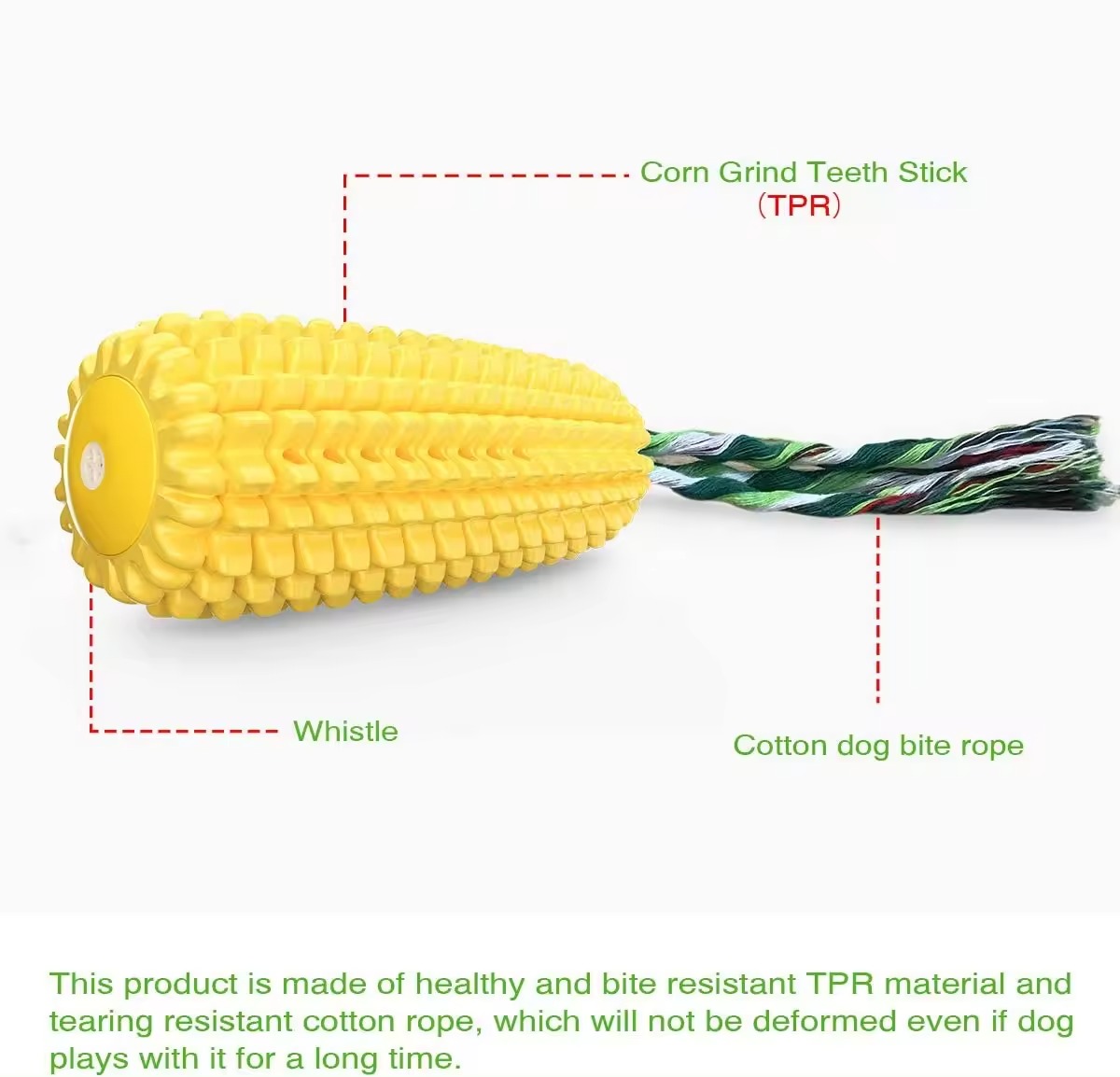 WholesaleHot Sale Durable Corn Shaped TPR Dog Toothbrush Teeth Cleaning Toys Pet Chew Squeaky Toy