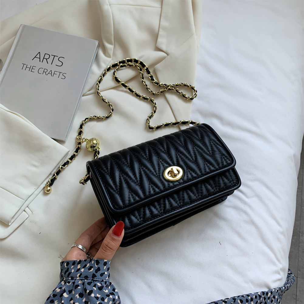 Women Crossbody Bag Embroidered Thread PU Leather Shoulder Bag Solid Color Square Bag Satchel Purse Travel Commuter Bag