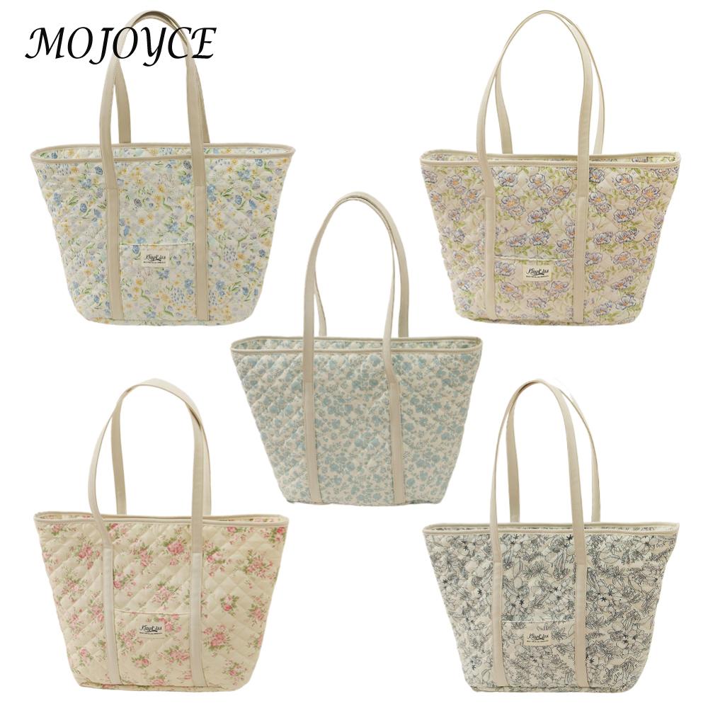 Satchel Purse for Women Quilted Top-Handle Purse Cotton Padded with Zipper with Inner Pockets Hobo Bag for Travel Work