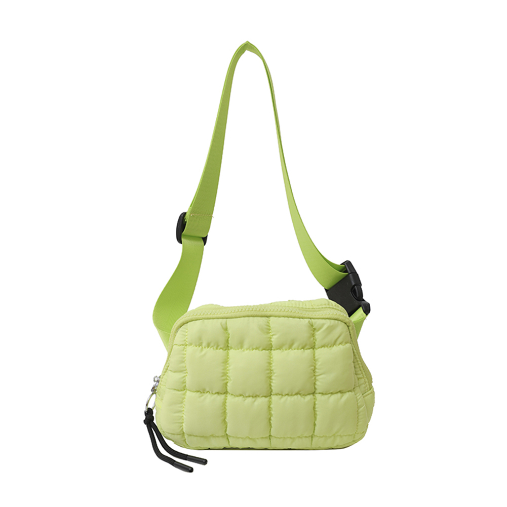 Women Small Square Bag Solid Color Padding Crossbody Bag Zipper Closure Quilted Satchel Bag Female Commute Bag