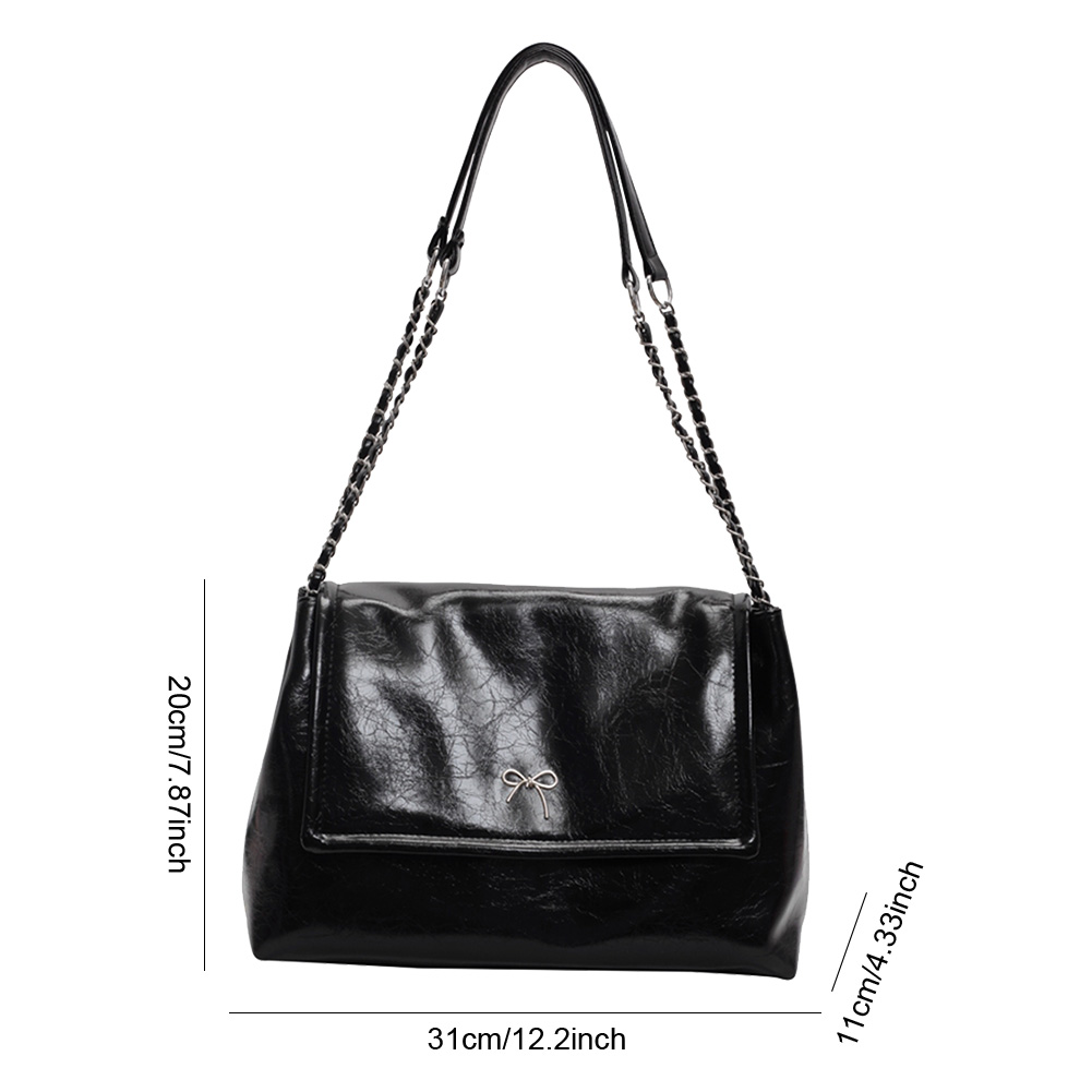 Women Trendy Tote Handbag Large Capacity PU Underarm Bag Simple Flap Bag Solid Color Elegant Shoulder Purse Outdoor Travel Bag