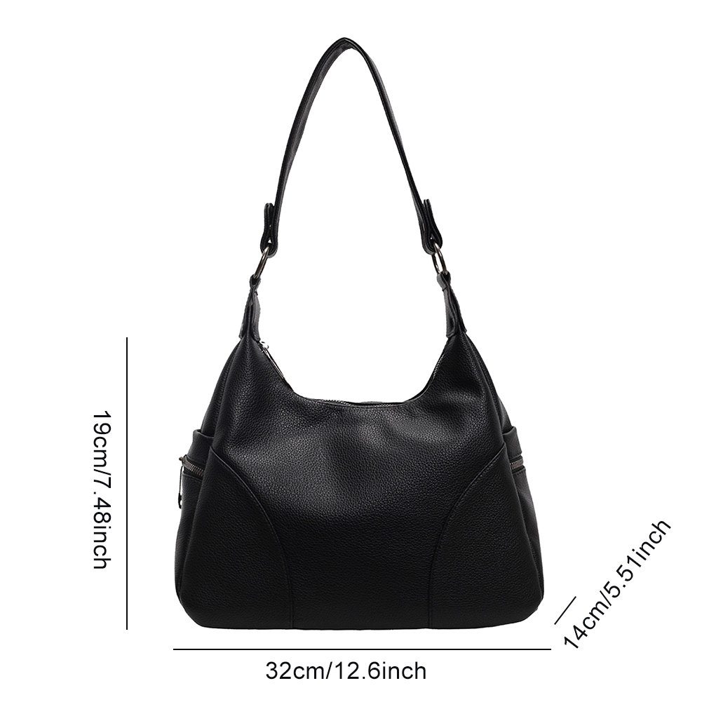 Women PU Fashion Shoulder Bag Large Capacity Casual Handbag Adjustable Strap Trendy Satchel Bag Multi-pockets Chic Hobo Bag