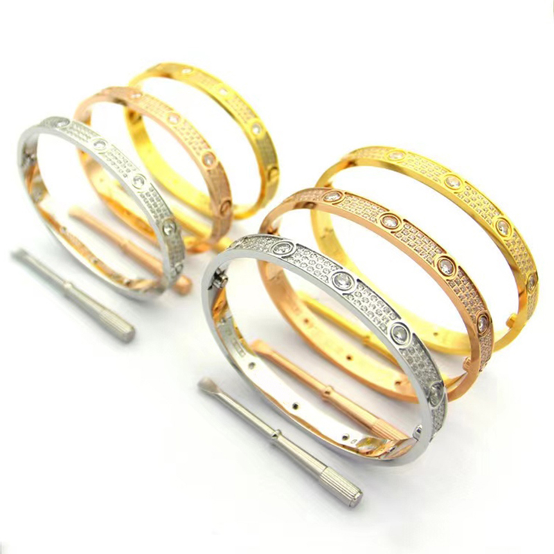 Brand luxury Crystal Bracelet classic 6mm wide three row Diamond Bracelet for Women and Men fashion Designer Bracelet jewelry