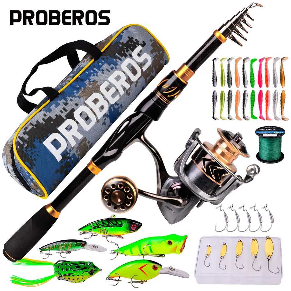 Proberos Caen fiber Tescopic fishing rod and reel combination high-speed rotating reel kit line lure hook bag kit 2.1m 5.1 W241108