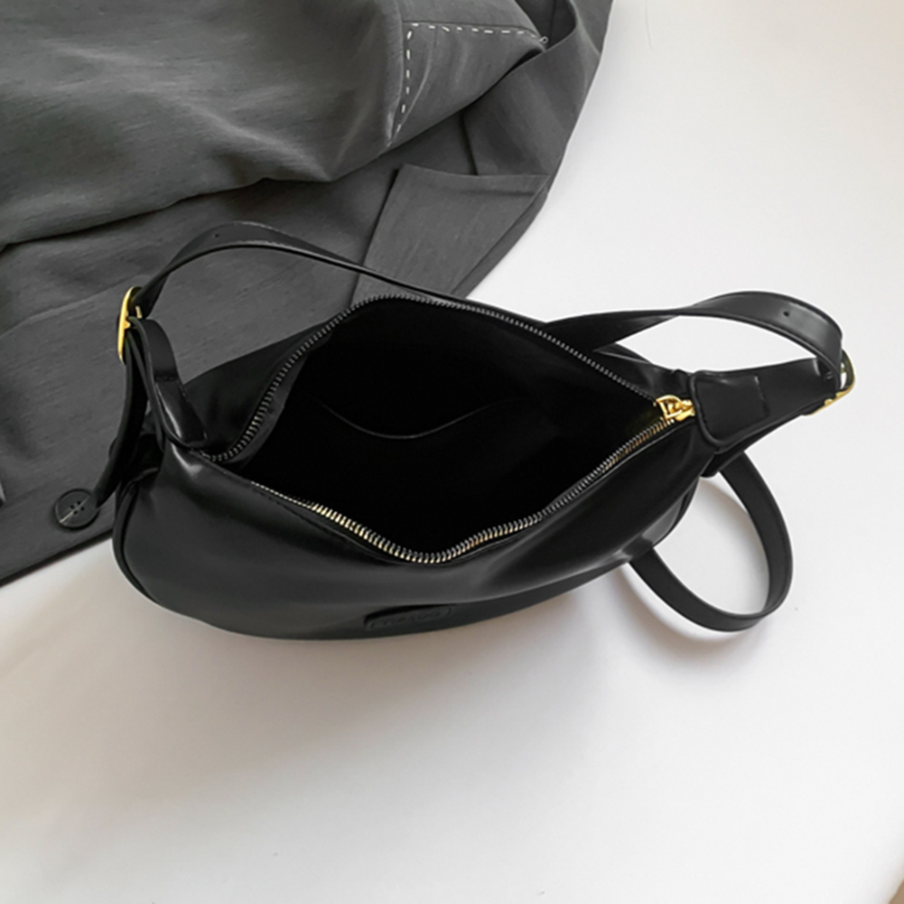 Women Crescent Shoulder Bag Solid Color Dumpling Crossbody Bag Adjustable Strap Half Moon Everyday Purse Ladies Daily Bag