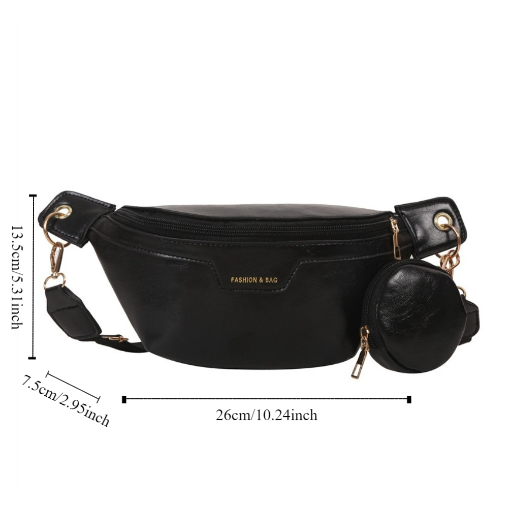 Fanny Packs PU Chest Bag With Coin Purse Korean Style Crossbody Waist Pack Half Moon Bag Large Capcity Running Waist Bag Student
