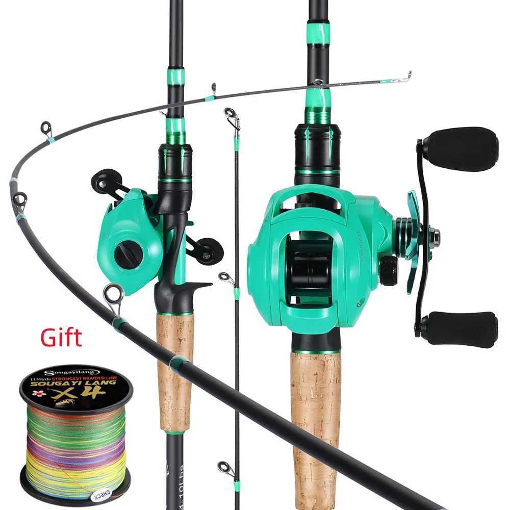 Sougayilang cast rod and reel set 8Kg maximum drag 8.1 1 high-speed gear ratio ultra smooth cast reel and bass fishing rod set W241108