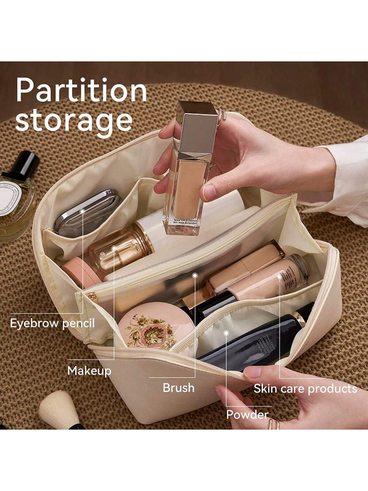 Makeup Organizer Female Toiletry Kit Bag Make Up Case Storage Pouch Luxury Lady Box, Cosmetic Bag, Organizer Bag For Travel Zip