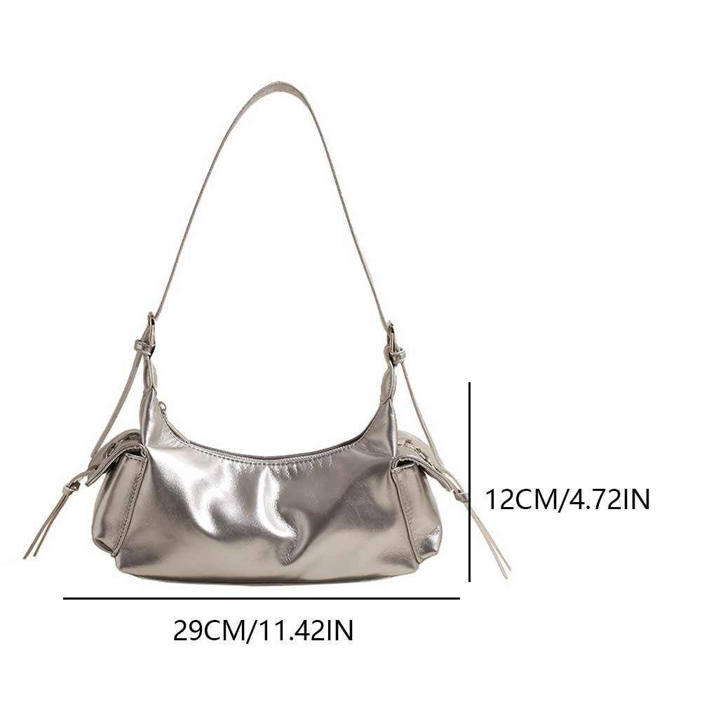 Punk Style Shoulder Bag Y2K Hobo Handbags PU Leather Clutch Purse Adjustable Strap for Women Girls