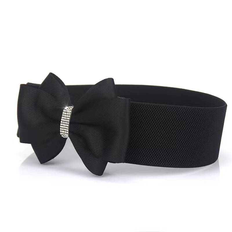 Factory direct cotton bow waist seal women versatile dress down jacket belt elastic elastic waistband