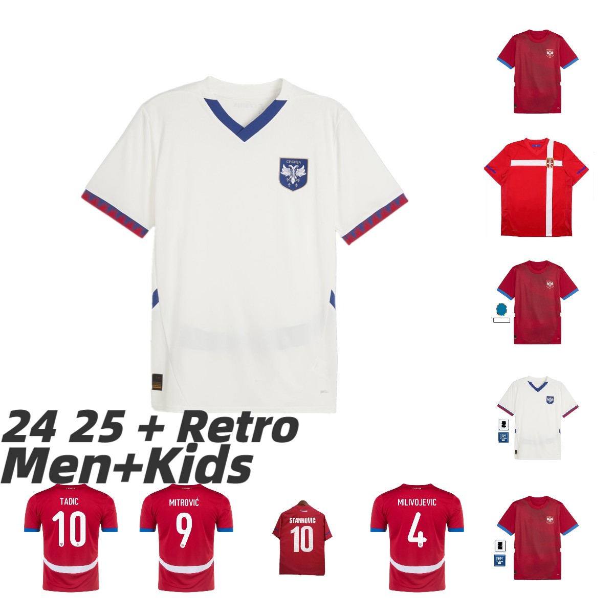 2024 2025 Serbia Soccer Jerseys MILIVOJEVIC MITROVIC TADIC JOVIC KOLAROV Kostic Vlahovic SERGEL MATIC national team football Shirt 2010 IVANOVIC VIDIC Uniform 4XL