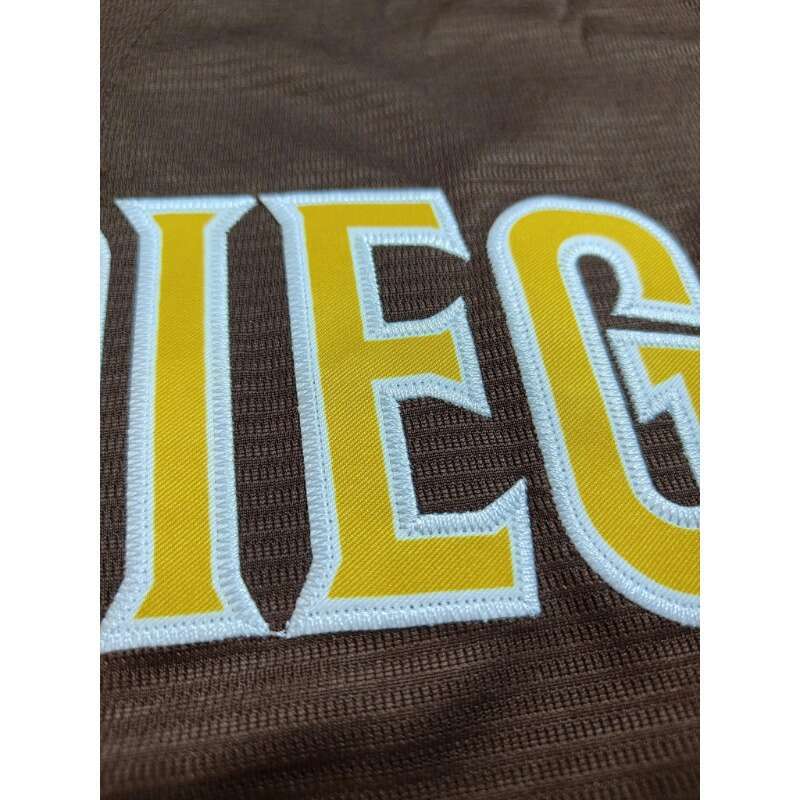 2025 Customized Name And Number Men's Embroidery Baseball Jersey San Diego Brown V-Neck Personalized Short Sleeve Button Down Shirts