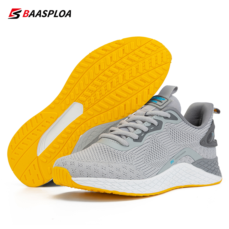 Baasploa Men Running Shoes Fashion Breathable Knit Tennis Sports Shoes Male Outdoor Lightweight Non-Slip Running Shoes
