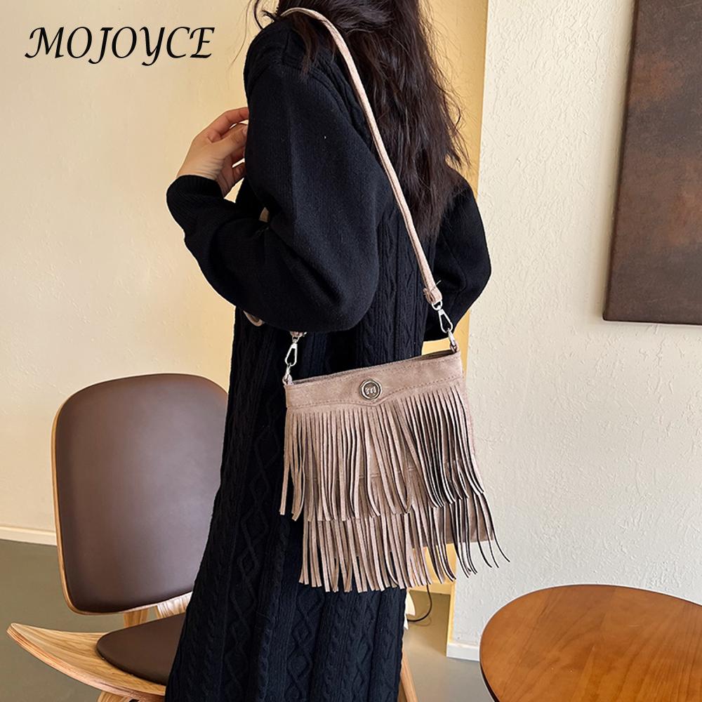 Retro Fringe Shoulder Bag Large Hobo Bag Tassel Crossbody Bag Crossbody Purse Messenger Bag for Women Work Shopping Travel