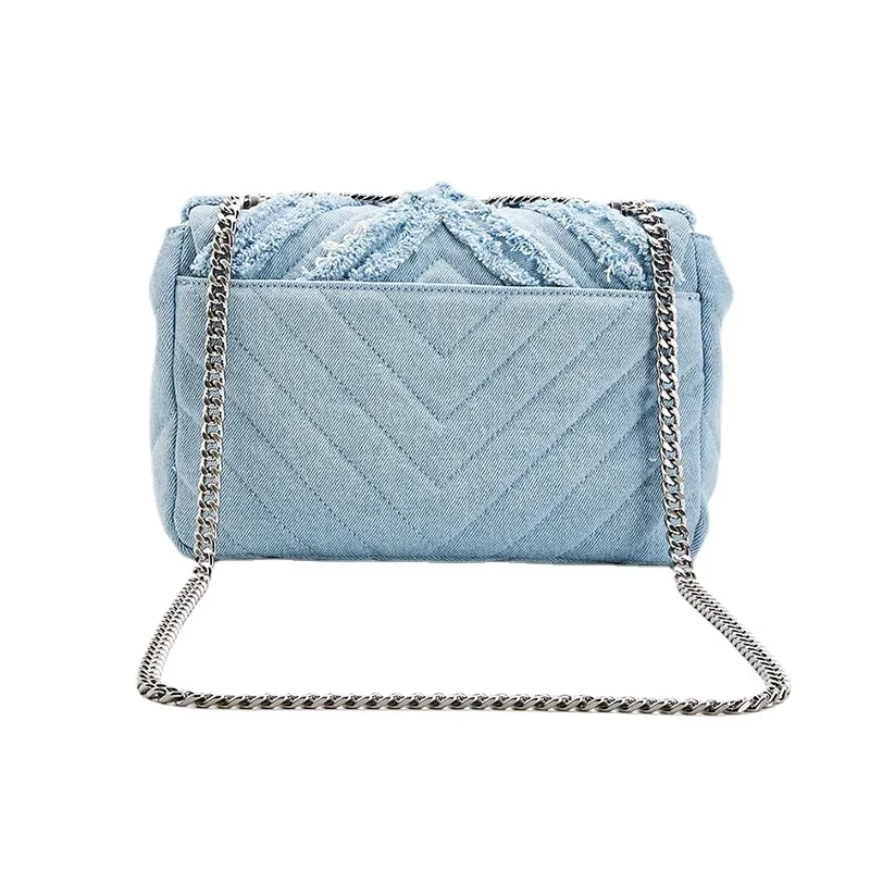 Fashion Chic Denim Shoulder Woman 2023 Trend New Elegant Designer Messenger High Grade Chains Exquisite Female Bag