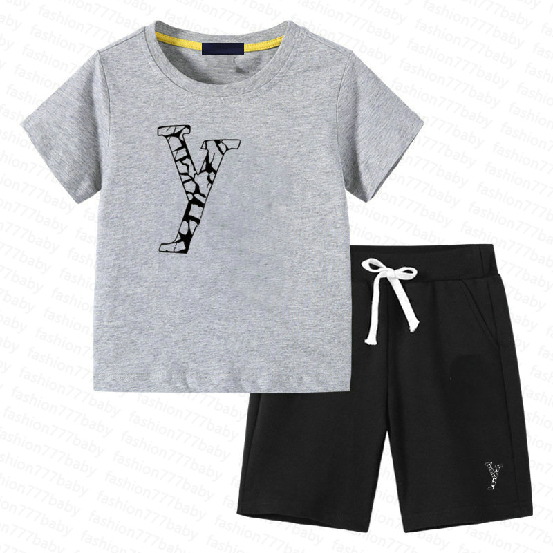100% cotton 2-7 Years Kids Designer Sets baby Boys girl summer T-Shirt Pants Set Brand printing Children 2 Piece Fashion children Clo